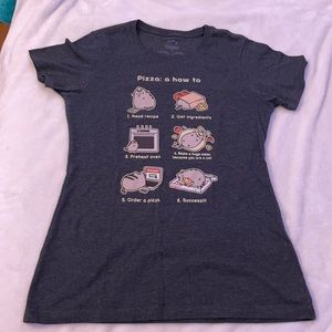 Dark Grey Pusheen Pizza T-Shirt